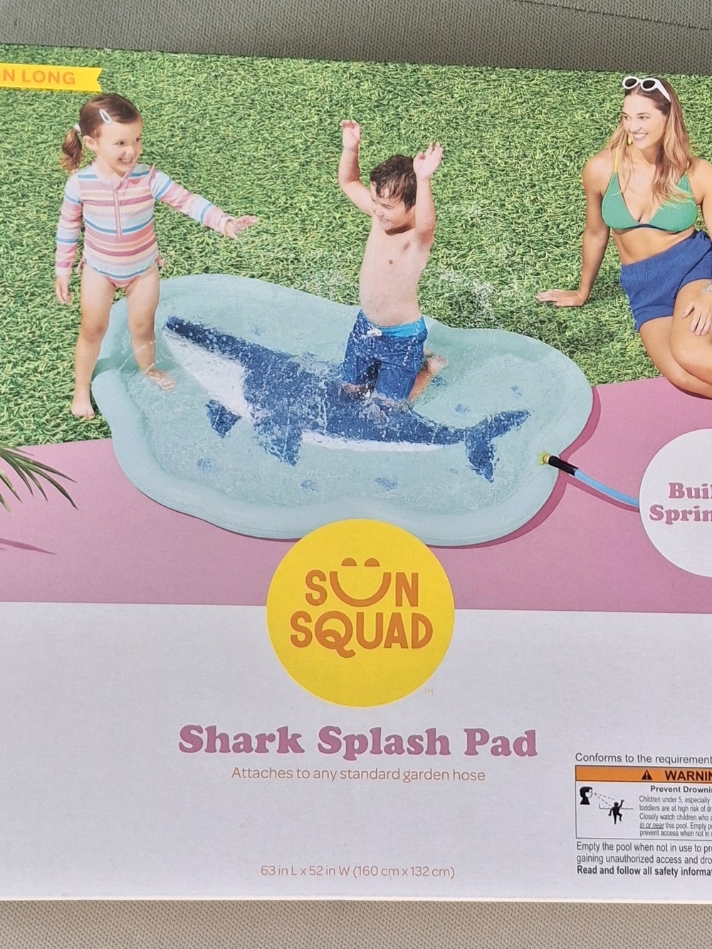 Sun Squad Shark Splash Pad — Blue Kids Water Play Mat
